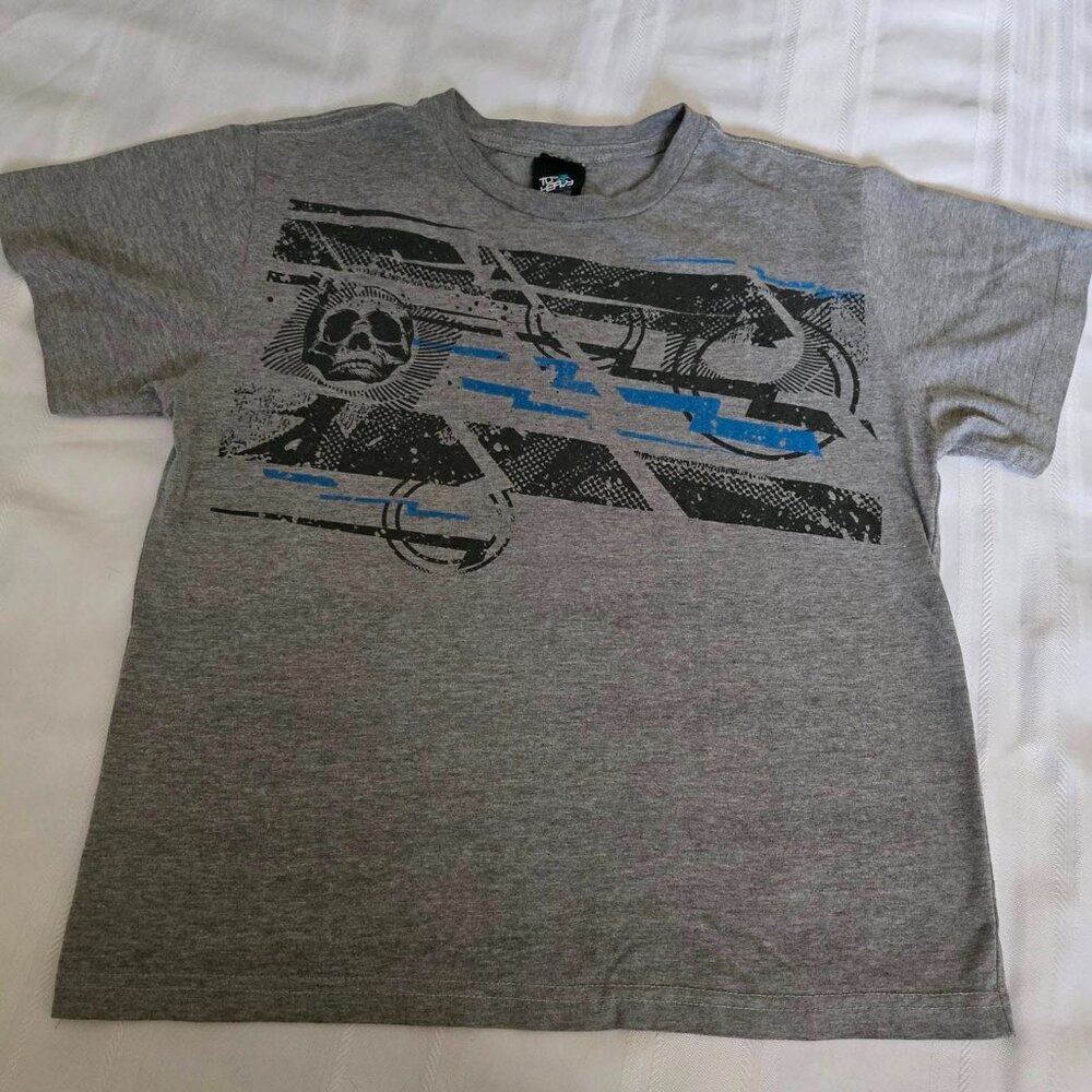 Boys Size Medium Short Sleeve Gray Graphic Tee